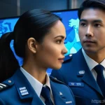 항공보안관리사 자격증 해외 활용 사례 - A group of highly skilled and diverse aviation security professionals, both men and women in their 3...