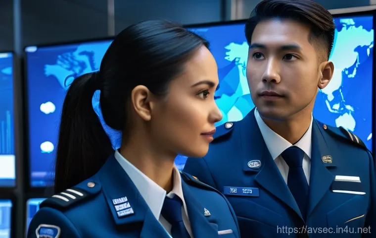 항공보안관리사 자격증 해외 활용 사례 - A group of highly skilled and diverse aviation security professionals, both men and women in their 3...