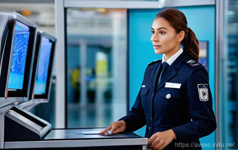 항공보안관리사 취업 면접 질문 모음 - **Vigilant Airline Security Professional at a Modern Checkpoint:** A highly competent airline securi...